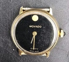 MOVADO Signature Women's Gold Tone Slim Black Swiss Watch No Band
