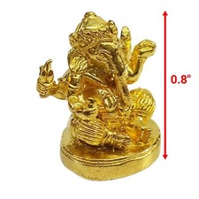 Golden Ganesh 4 Brazos Hindú Elefante Dios Tailandés Amuleto 0.8" Figura Estatua