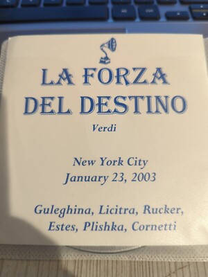 Live Opera Recording CD -1187 Del Destino 2003 Guleghina Licitra Rucker Estes