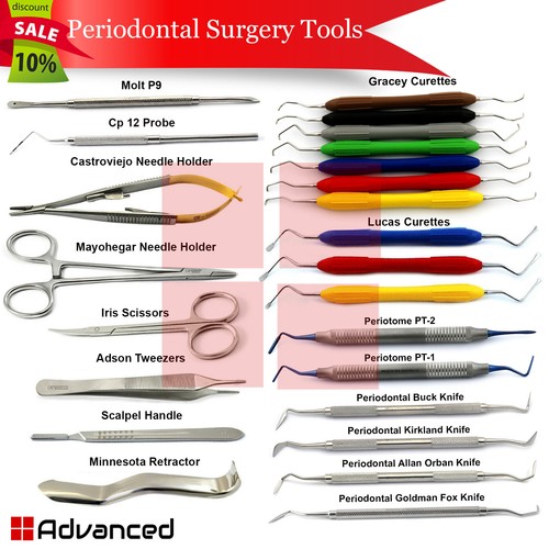 Gama de instrumentos de cirugía gingival de implantes quirúrgicos periodontales injerto de encías - Imagen 14 de 14