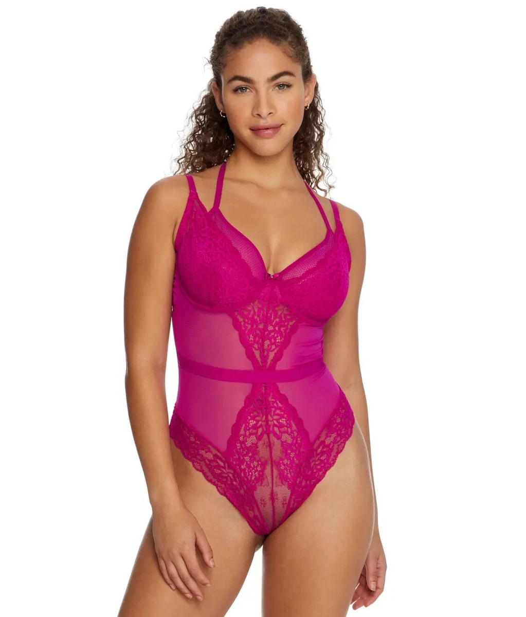 Pour Moi HOT PINK Contradiction Suspense Underwire Bodysuit, US 34C, UK 34C