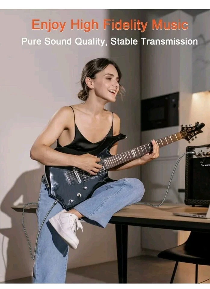 1/4 Inch Straight Instrument Cable 6.35mm Mono Jack TS Speaker Cable  - Image 2 of 4