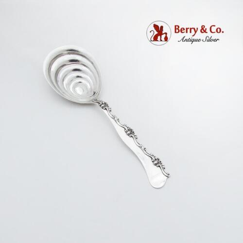 Asymmetric Shell Scroll Serving Spoon Fluted Bowl Shiebler Sterling Silver 1880 - Picture 1 of 3