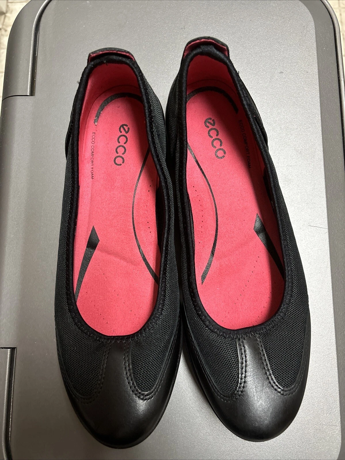 Ballerine Ecco BLUMA nere in pelle e rete taglia EU 40 US 9 comfort classico