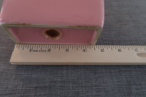 Vintage Ceramic Bathroom Toothbrush Holder USA MCM Cottagecore Pink Shabby - Picture 5 of 7