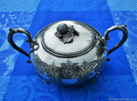 ANCIEN SUCRIER TRIPODE Bonbonniere Drageoir Decor Coquillages Art Nouv. EUR 28,50 - FR