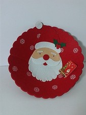 NATALE PIATTO CENTROTAVOLA BABBO NATALE cm 26 DIAM. PANNO LENCI SEMIRIGIDO