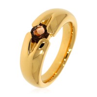 Xen Ring Mit 5 Mm Rauchquarz Ca. 0,50 Ct. Gelbvergoldet 56 / 17,8 Mm