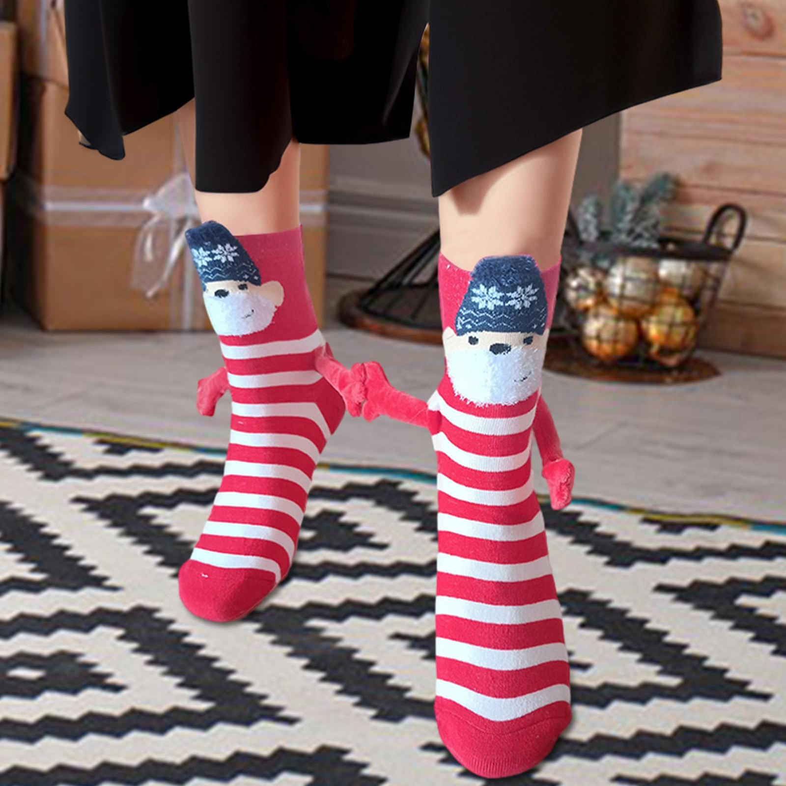 Cartoon Couple Socks Funny Cartoon Couple Holding Hands Novelty Socks