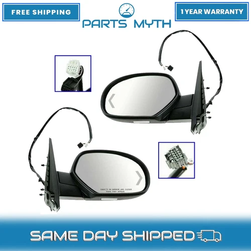 NEW Mirror Power Folding Heated Memory Puddle Signal Pair For 2007-14 Chevy GMC