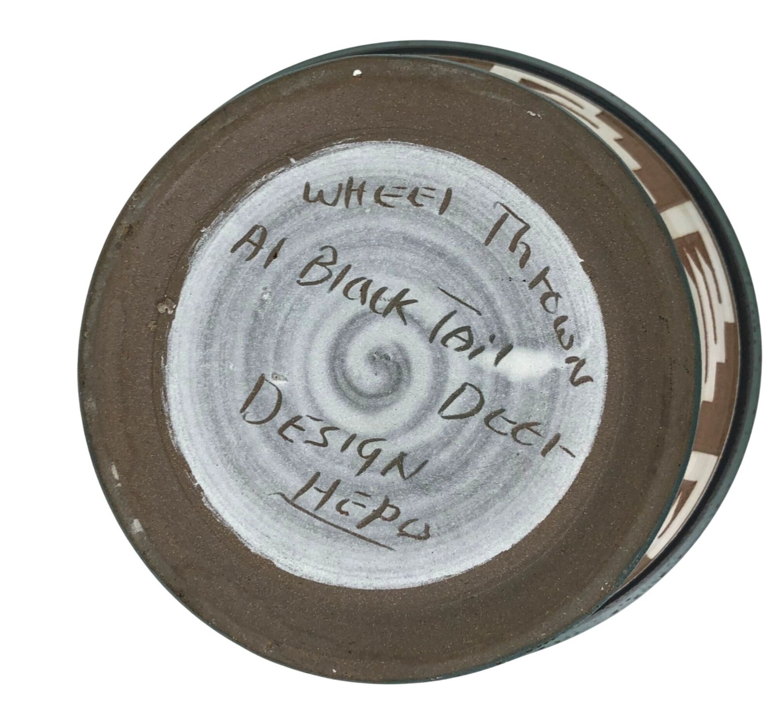 AL Blacktail Deer Sioux Pottery Rapid City SD Wheel Thrown Bowl Design Hepo