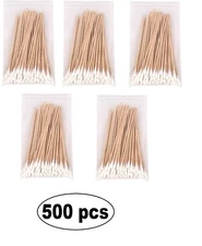 6" Swabs Cotton Tipped Stick Applicator Single Tip (Wooden Handle) 500 pieces