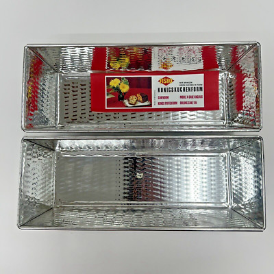 Vintage Fisko Oblong Sandwich Bread Tin Konigskuchenform 30mm X 7.5mm Set Of 2