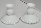 Vtg Fenton Candle Holders White Milk Glass Silver Crest Candlesticks Marked!