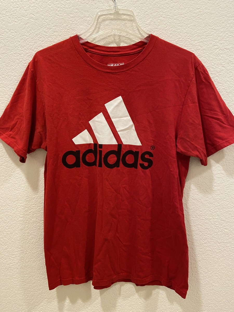 ® THE GO-TO TEE Adidas The Go To Tee Red T Shirt 100% Cotton Mens Size Large GUC
