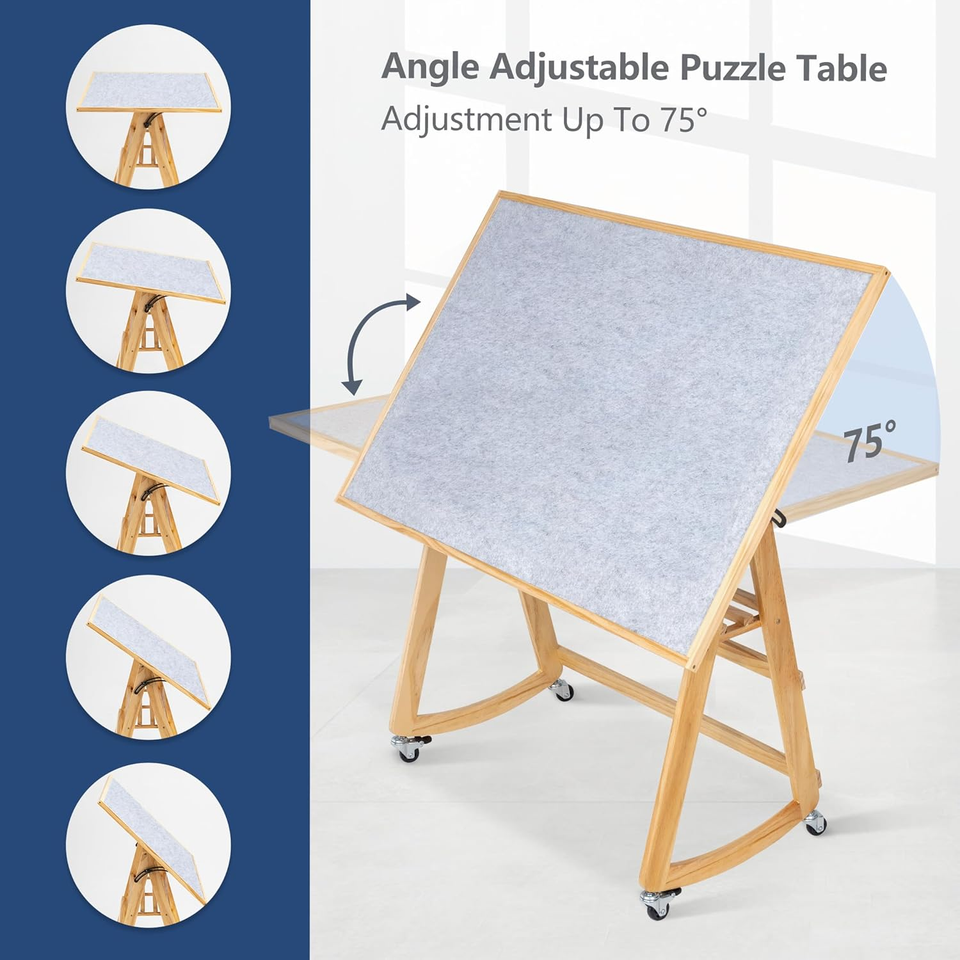 1500 Piece Tilting Puzzle Table with Legs & Cover Mat, Adjustable ...