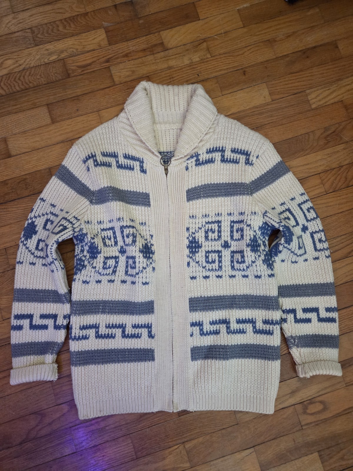 Vintage 80’s Pendleton Aztec Pattern Wool Zip Men… - image 1