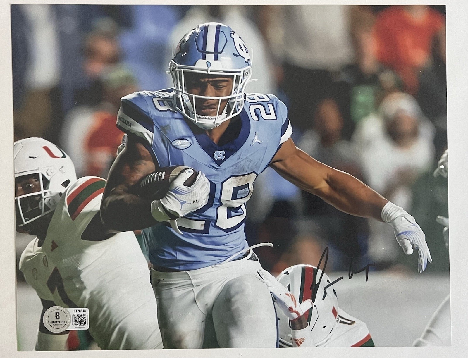 Omarion Hampton Autographed Signed North Carolina Tar Heels 8x10 Photo Beckett COA 