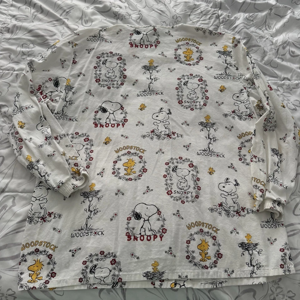 Chaqueta Médica Snoopy Peanuts Para Mujer Talla L Blanca Algodón De Colección Foto 2 de 4
