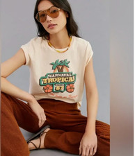 Mother Denim The Boxy Goodie Goodie Tee Graphic T Shirt Carnaval Tropical Small