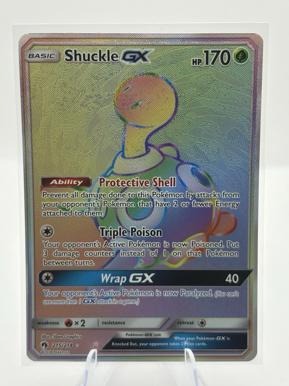Shuckle GX (Secret) 215/214 Pokemon TCG SM - Lost Thunder Rainbow Rare NM