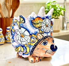 Maceta de puercoespín mexicano Talavera animal figura arte popular cerámica