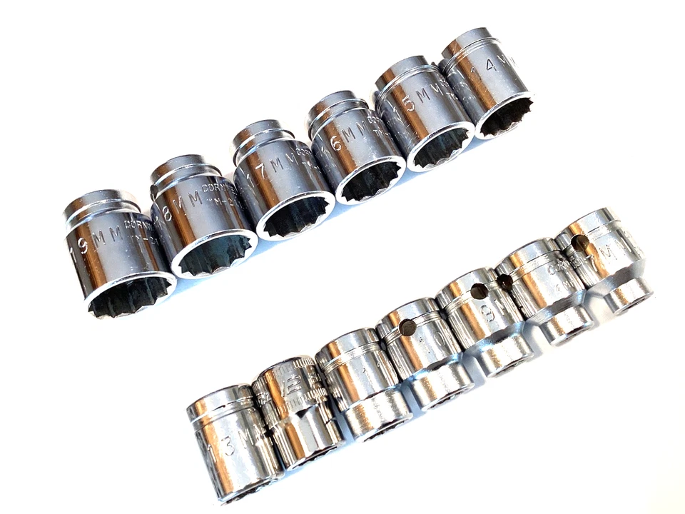 Cornwell And Snap On USA 13 Piece 3/8”Drive 12 POINT Metric Shallow Socket Set - Image 2 of 4