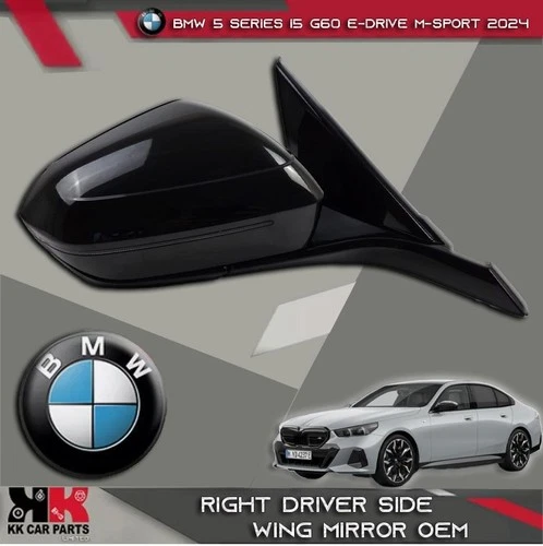 BMW 5 SERIES I5 G60 E-DRIVE M-SPORT 2024 RIGHT DRIVER SIDE WING MIRROR BLACK OEM