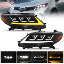 Pair Led Drl Sequential Signal Headlight Assembly For 2011-2020 Toyota Sienna