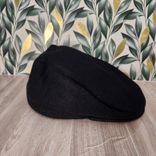 Unbranded Black Flat Cap Newsboy Ivy Style Hat 40 Wool Blend Size L 59cm