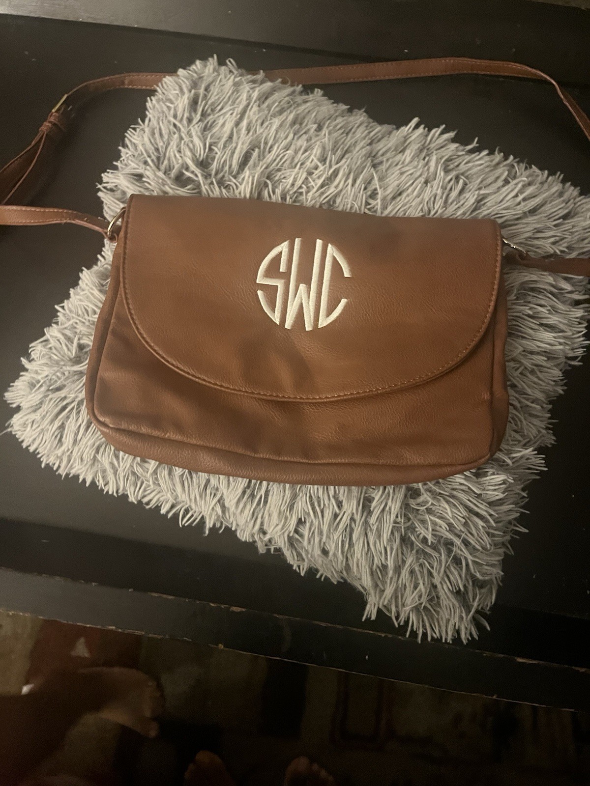 Small Brown Monogrammed Leather Bag - image 1