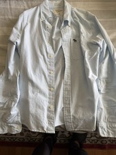 Abercrombie Fitch Men's Light Blue Cotton Button-Down Shirt Long Sleeve M