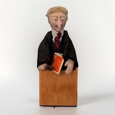 Vintage Jax Handcrafted Maine Folk Art Judge Legal Pop-Up Jack In the Box Doll
