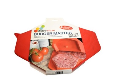 Shape+Store Burger Master Max Red Large Burger Press Freezer Tray Mold BPA Free