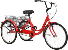 3-Wheel Adult Tricycle 7-Speed 26 Inch Trike Three Wheel Bike Large Load