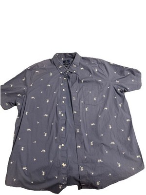 George shirt mens size 2XL button down short sleeve blue collared classic fit
