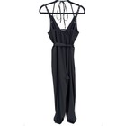 MALIA MILLS Black Silvia Halter Spaghetti Strap Jumpsuit Size 6