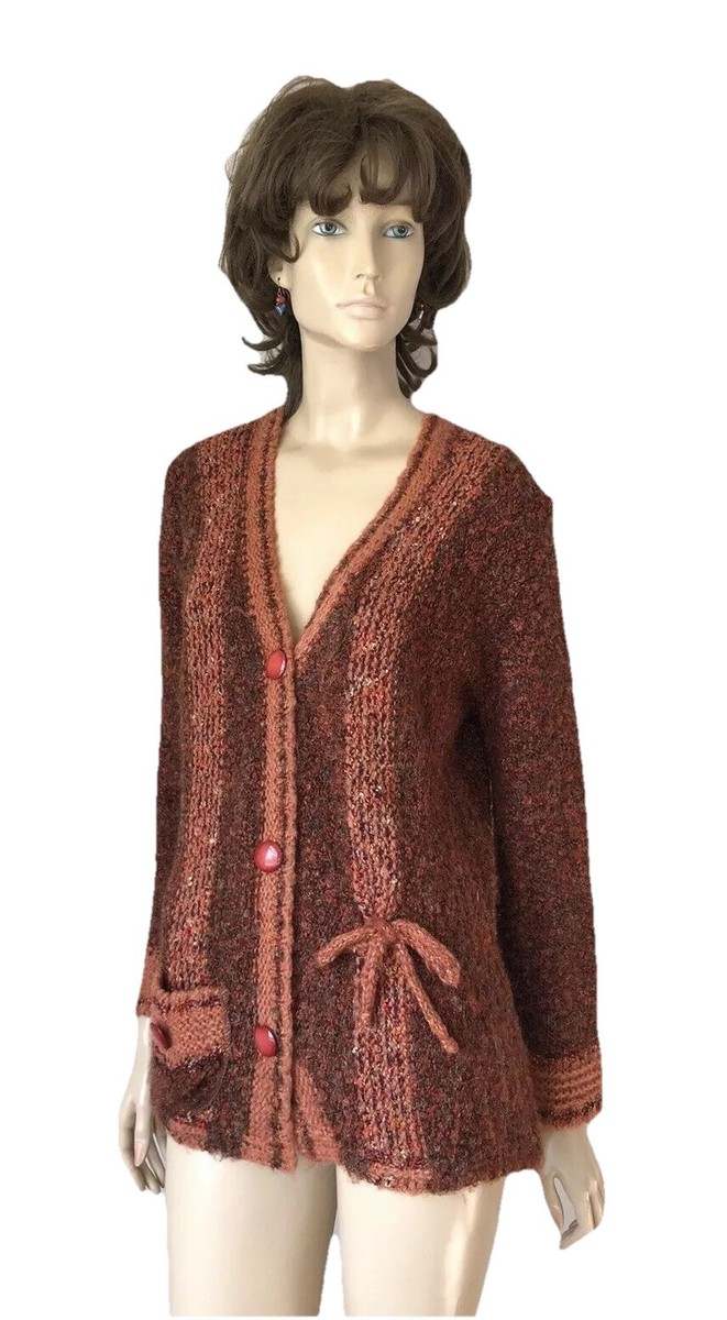 TEL TELLE FRANCE SOFT ACRYLIC BLEND KNIT FUNKY CARDIGAN SWEATER