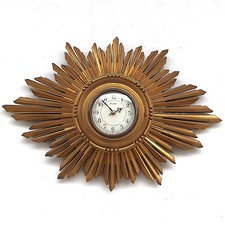 Large 47cm French 1950s Sunburst Sunray Vintage Wall Clock Midcentury Retro