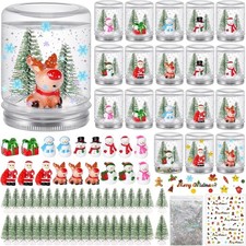 18 Pack Christmas Plastic Snow Globes Kit Includes 18 Clear Snow Globe, 36