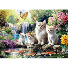 Large 27.5" X 19.7" White Cats  Koi Fish 1000 Piece Jigsaw Puzzle for Adults