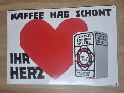 Sehr seltenes Kaffee Hag Emailschild TOP Zustand