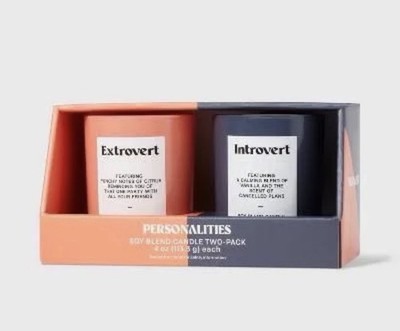 Personalities Soy Blend Candle 2-Pack Introvert & Extrovert Scented Set 4oz