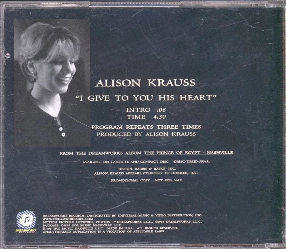 Alison Krauss Ich Gebe Dir Sein Herz CD USA Dreamworks 1998 Promo CD. Spielt 3 - Bild 2 von 3