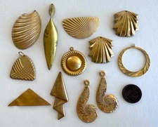 Vintage Brass & Copper Fancy Metal Findings Charms Pendants Lot 12