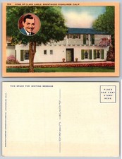 Clark Gable Home Brentwood Highlands CA Linen Postcard Hollywood Star 1930s
