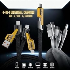 4-in-1 65W USB C Fast Charging Cable 27W PD Nylon Braided 4ft for iPhone Android