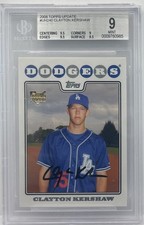 2008 Topps Update #UH240 Clayton Kershaw RC Rookie Card BGS 9 MINT Dodgers. rookie card picture