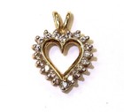 14k Yellow Gold Natural Diamond .20ct heart Love cluster pendant slide .9g SI1 H — photo 1