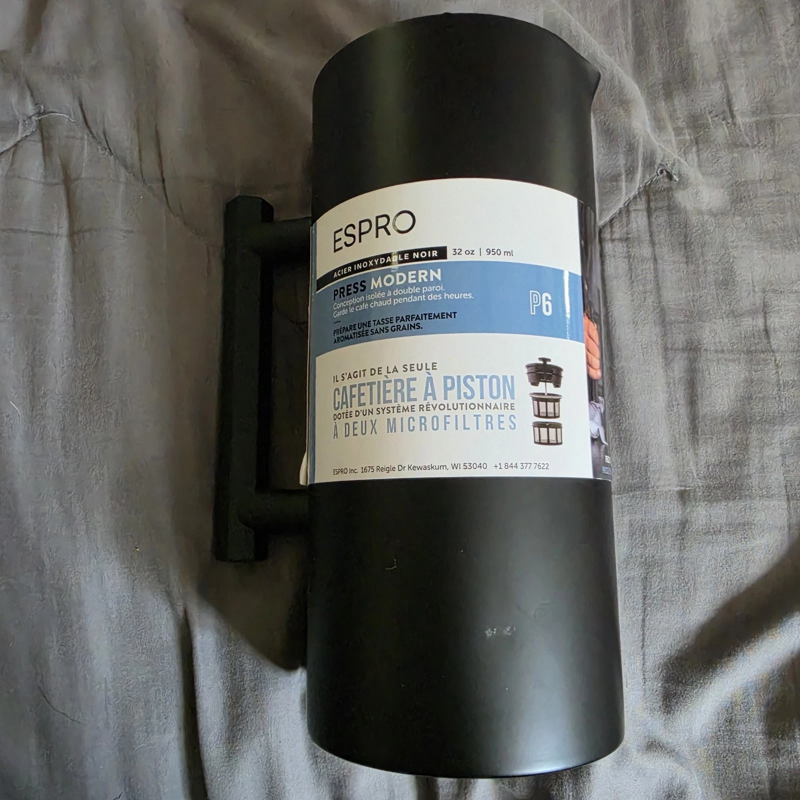 Espro Modern Coffee Press 32oz Black Stainless Steel